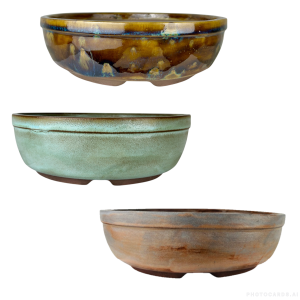 Handcrafted round rim bonsai pots by Mooi River Bonsai