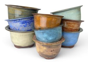 Handcrafted round cascade bonsai pots by Mooi River Bonsai